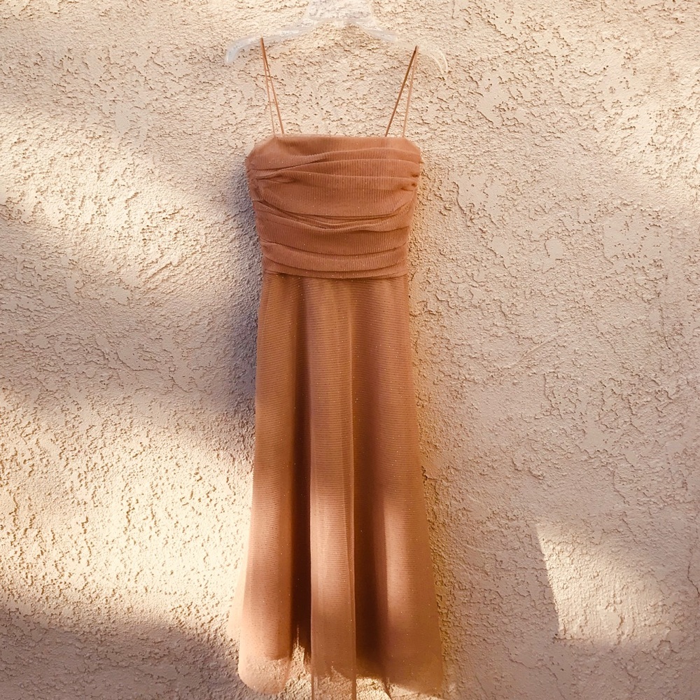 Eliza J Shimmering Gold Champagne Dress